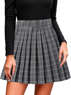Pleated Skirts for Women Plus Size High Waist Pleated A Line Tummy Control Elastic Waist Skirt for Girls Trendy Clothes