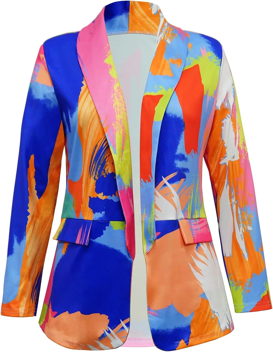 Plus Size Blazers for Curvy Women Sexy Trendy Colorful Oversize Graphic Open Front Jackets