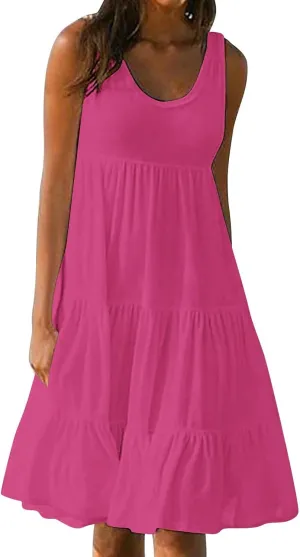 Plus Size Sundresses for Women Casual Swing Dresses Flowy Ruffle Mini Dress Boho Dresses Summer Beach Vacation Dress