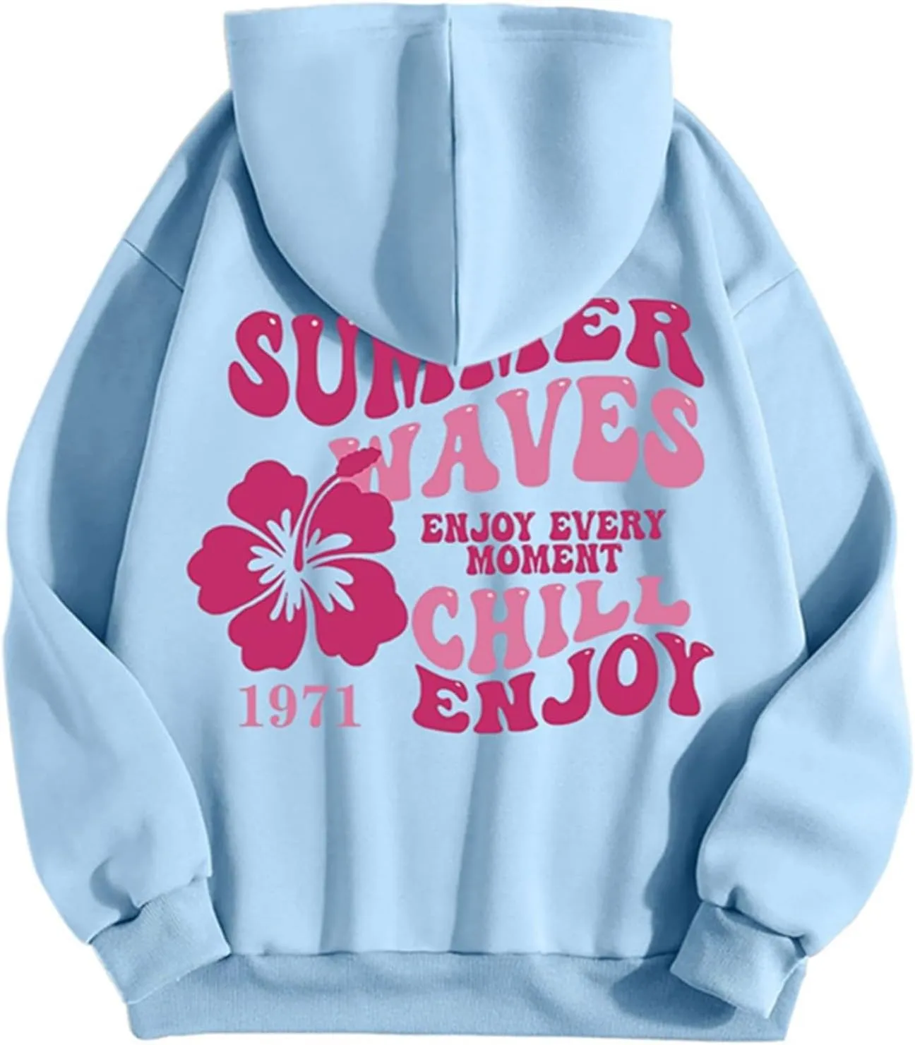Preppy Hoodies Womens Pink Hoodie Fall Graphic Long Sleeve Drawstring Hooded Pocket Pullover Sweatshirts