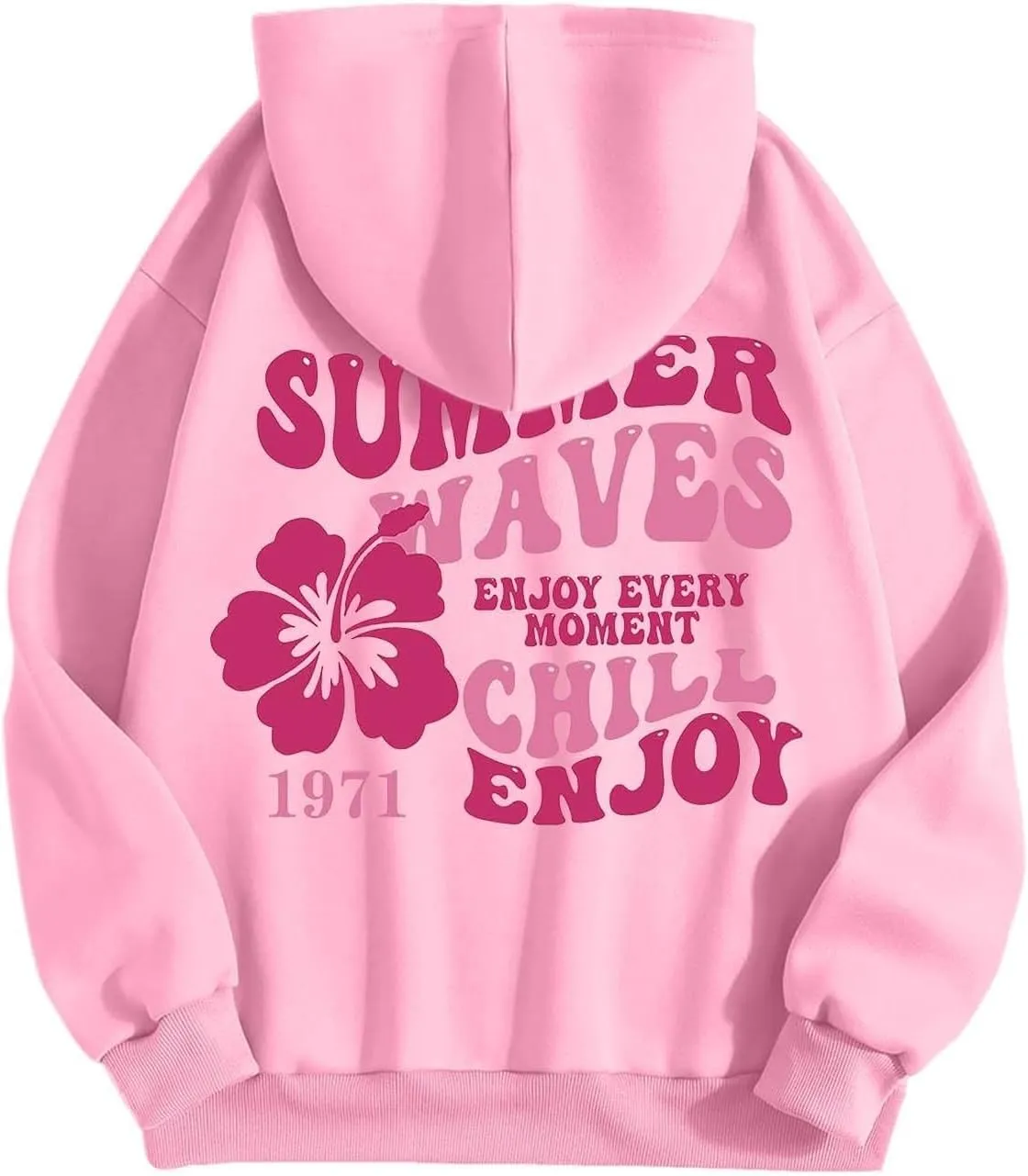 Preppy Hoodies Womens Pink Hoodie Fall Graphic Long Sleeve Drawstring Hooded Pocket Pullover Sweatshirts