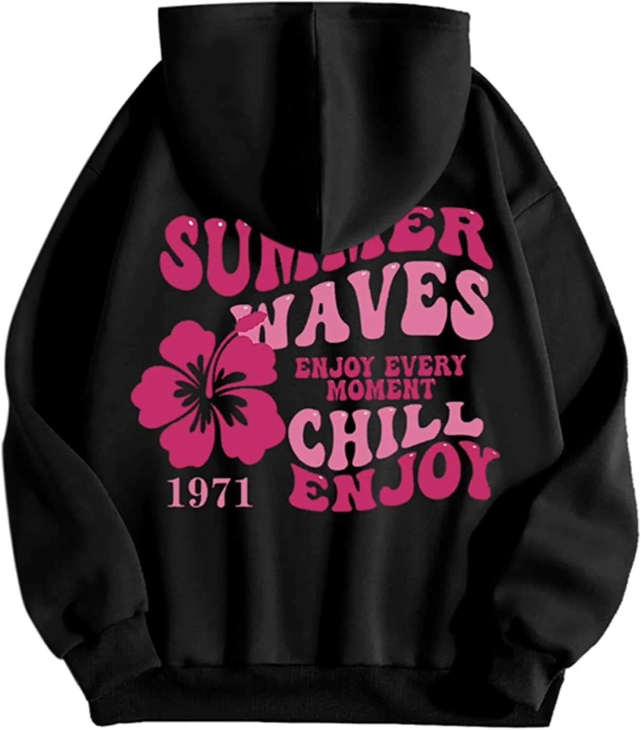 Preppy Hoodies Womens Pink Hoodie Fall Graphic Long Sleeve Drawstring Hooded Pocket Pullover Sweatshirts