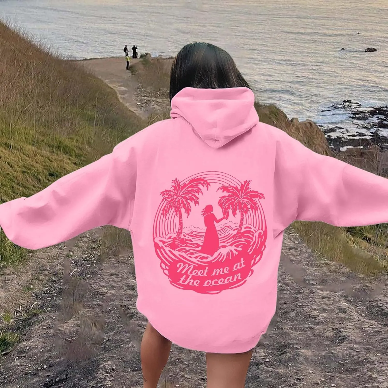 Puff Graphic Oversized Hoodies for Women Teen Girls Kids Trendy Cute Preppy Sweatshirt Long Sleeve Y2K Tops with Pockets