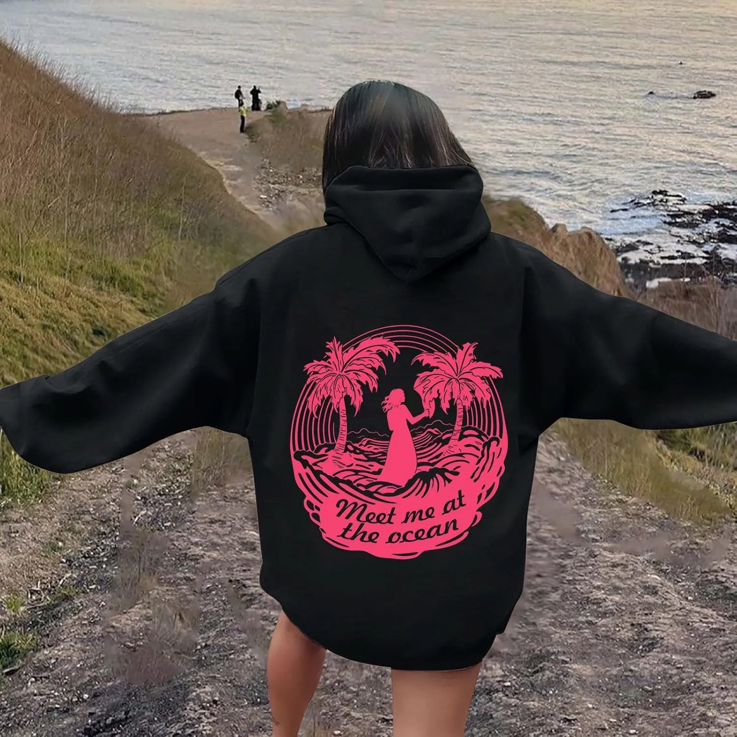 Puff Graphic Oversized Hoodies for Women Teen Girls Kids Trendy Cute Preppy Sweatshirt Long Sleeve Y2K Tops with Pockets
