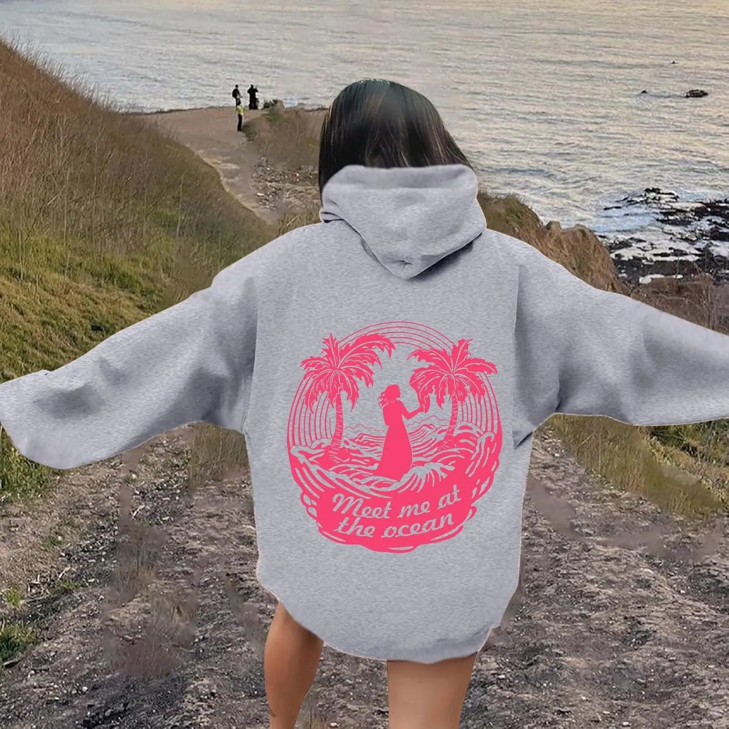 Puff Graphic Oversized Hoodies for Women Teen Girls Kids Trendy Cute Preppy Sweatshirt Long Sleeve Y2K Tops with Pockets