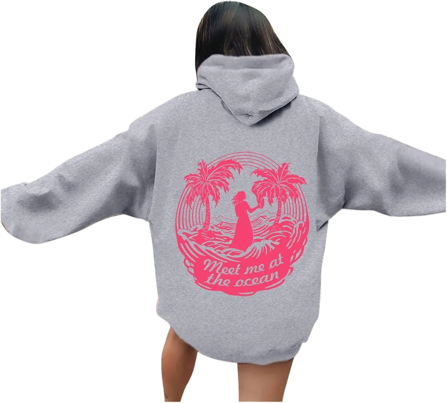Puff Graphic Oversized Hoodies for Women Teen Girls Kids Trendy Cute Preppy Sweatshirt Long Sleeve Y2K Tops with Pockets