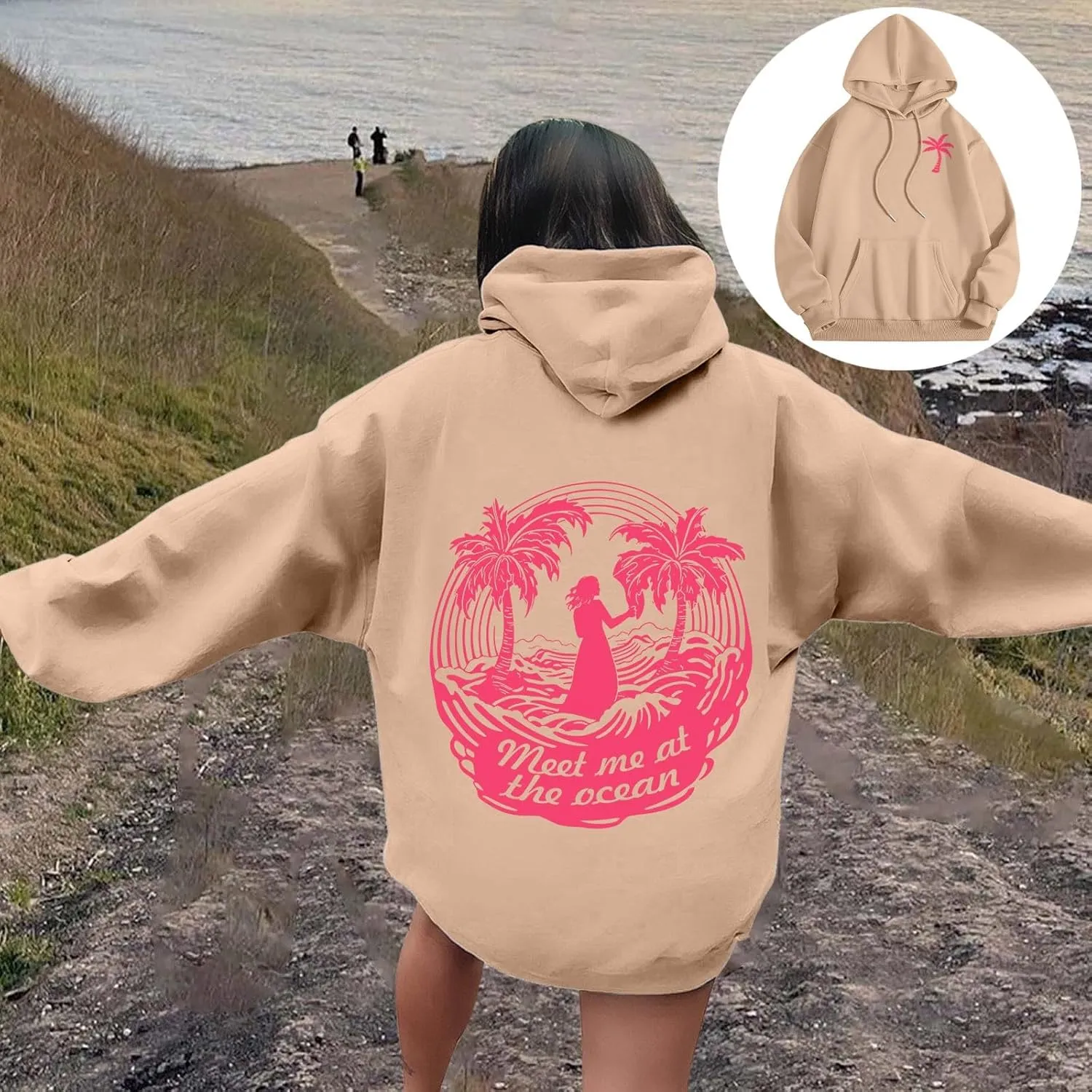 Puff Graphic Oversized Hoodies for Women Teen Girls Kids Trendy Cute Preppy Sweatshirt Long Sleeve Y2K Tops with Pockets