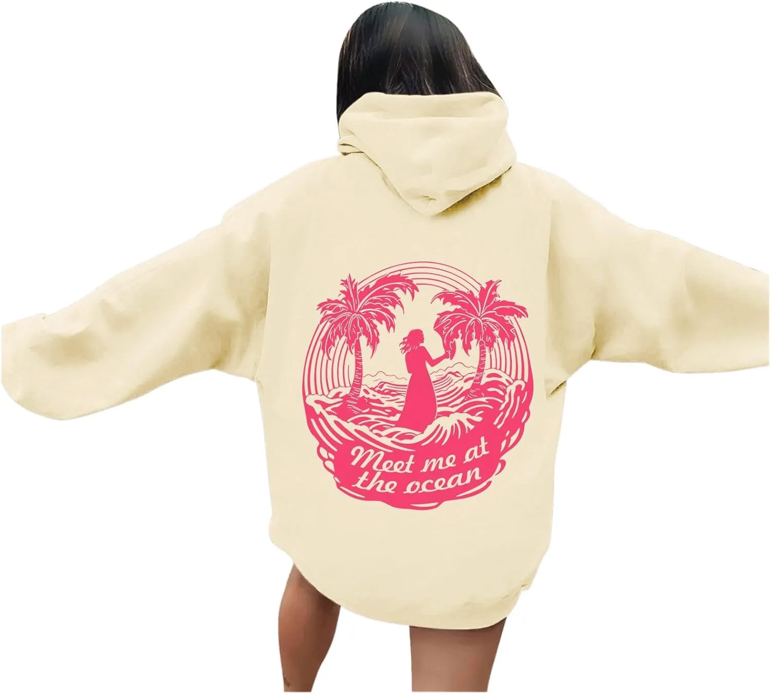 Puff Graphic Oversized Hoodies for Women Teen Girls Kids Trendy Cute Preppy Sweatshirt Long Sleeve Y2K Tops with Pockets