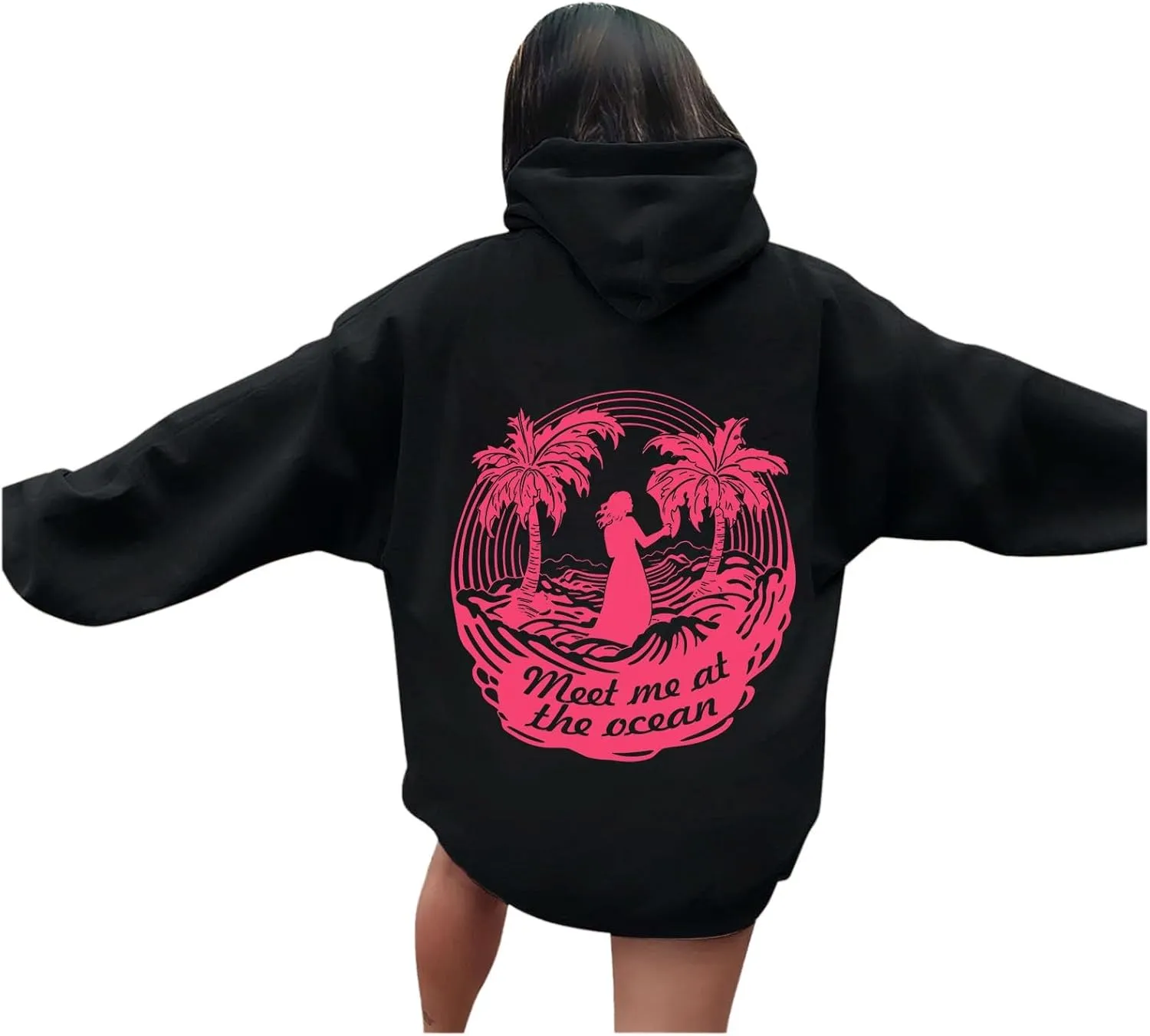 Puff Graphic Oversized Hoodies for Women Teen Girls Kids Trendy Cute Preppy Sweatshirt Long Sleeve Y2K Tops with Pockets