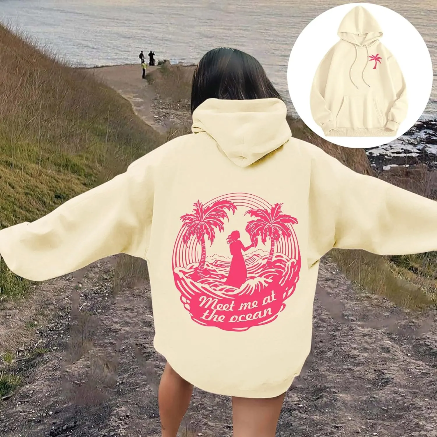 Puff Graphic Oversized Hoodies for Women Teen Girls Kids Trendy Cute Preppy Sweatshirt Long Sleeve Y2K Tops with Pockets