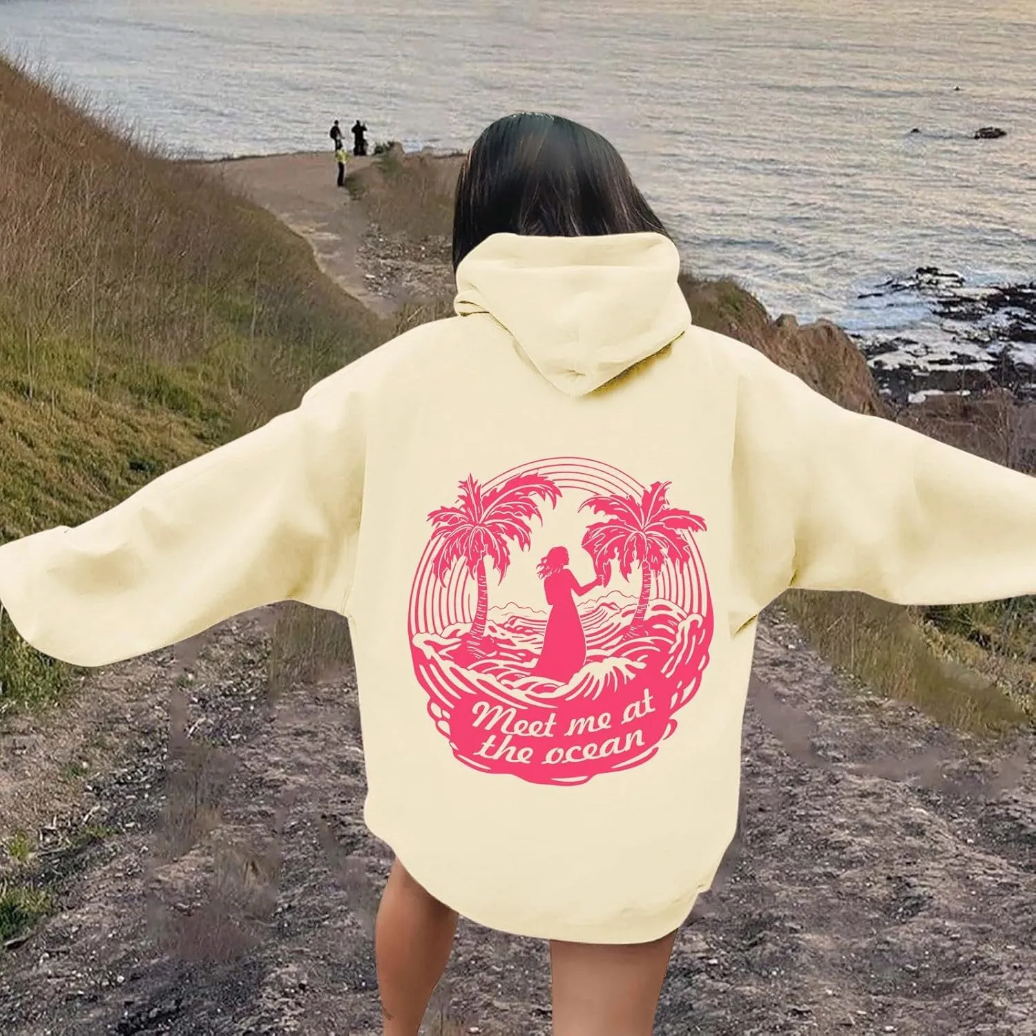 Puff Graphic Oversized Hoodies for Women Teen Girls Kids Trendy Cute Preppy Sweatshirt Long Sleeve Y2K Tops with Pockets