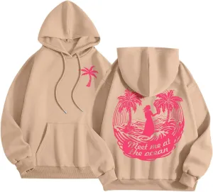 Puff Graphic Oversized Hoodies for Women Teen Girls Kids Trendy Cute Preppy Sweatshirt Long Sleeve Y2K Tops with Pockets