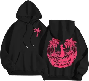 Puff Graphic Oversized Hoodies for Women Teen Girls Kids Trendy Cute Preppy Sweatshirt Long Sleeve Y2K Tops with Pockets