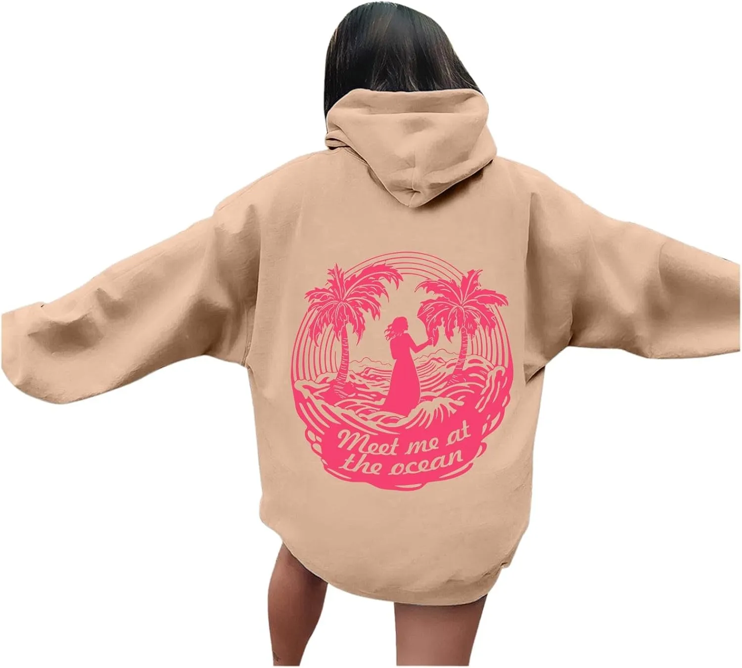 Puff Graphic Oversized Hoodies for Women Teen Girls Kids Trendy Cute Preppy Sweatshirt Long Sleeve Y2K Tops with Pockets