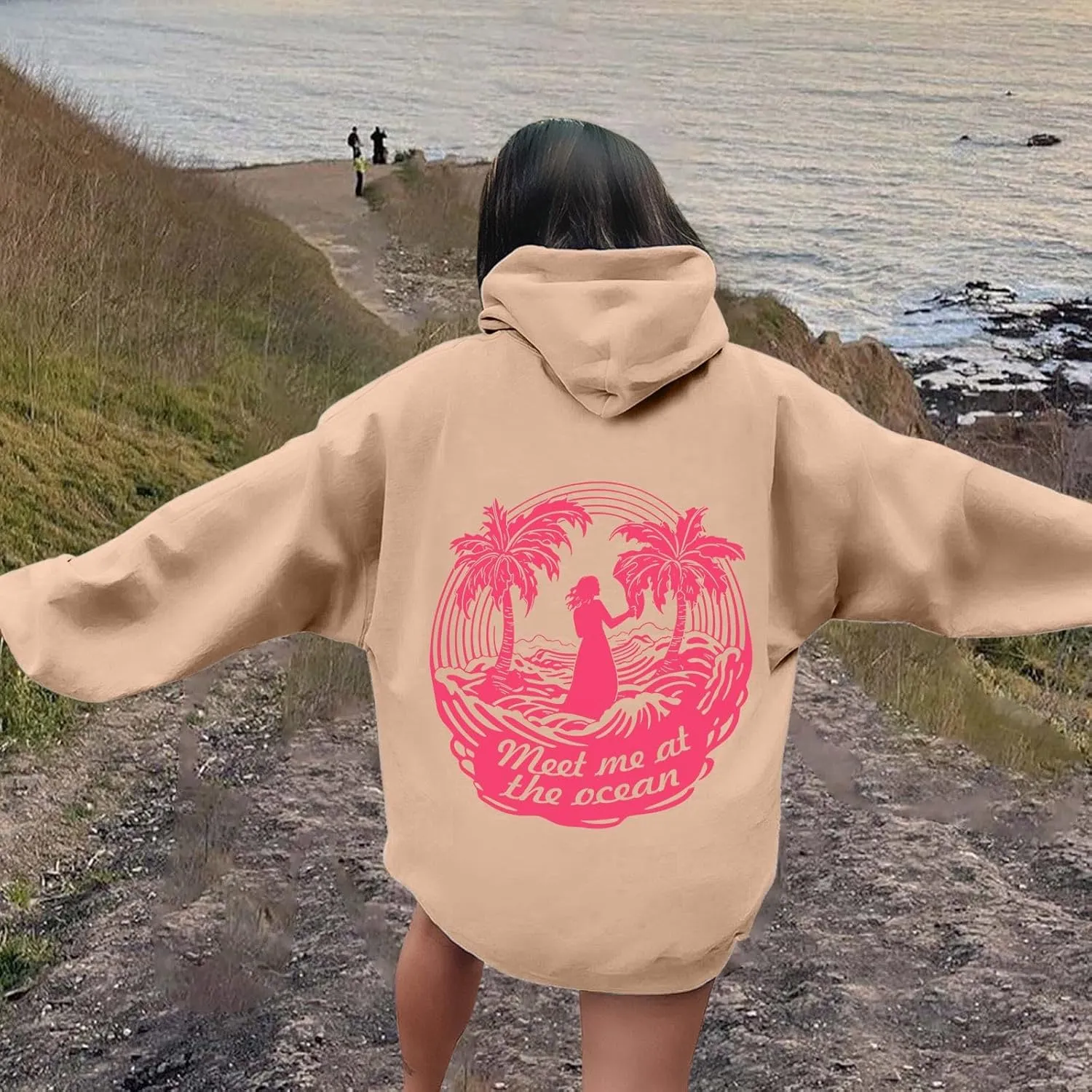 Puff Graphic Oversized Hoodies for Women Teen Girls Kids Trendy Cute Preppy Sweatshirt Long Sleeve Y2K Tops with Pockets