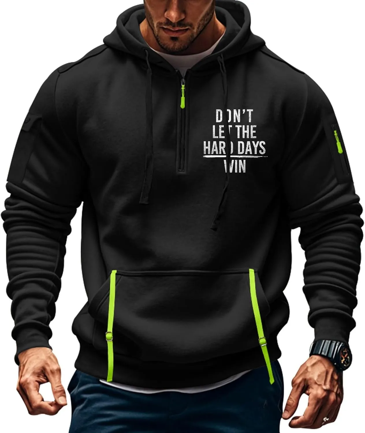 Quarter Zip Pullover Men, Lightweight Winter Hoodies Casual Fashion Sports Tactical Hooded Jacket Fall Tops