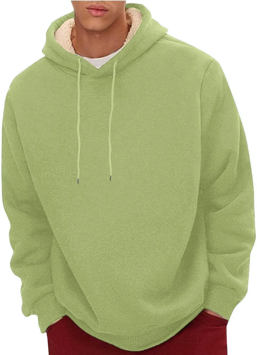 RTTUIOP Hoodies for Men Sherpa Lined Thermal Winter Sweatshirt Casual Fashion Fleece Lined Hoodie Pullover