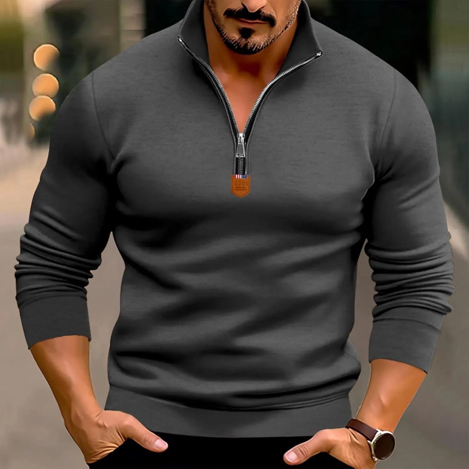 RTTUIOP Mens 1/4 Zip Pullover Fleece Western Sweaters Work Pullover Long Sleeve Solid Warm V Neck Quarter Zip Pullovers