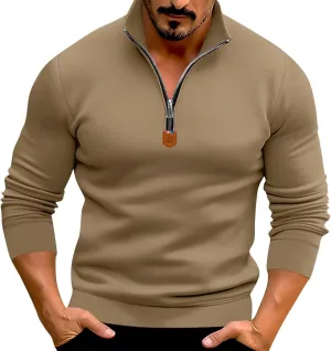RTTUIOP Mens 1/4 Zip Pullover Fleece Western Sweaters Work Pullover Long Sleeve Solid Warm V Neck Quarter Zip Pullovers