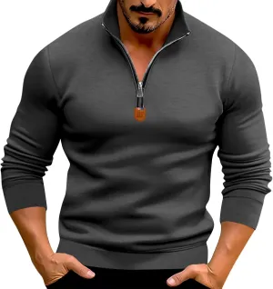 RTTUIOP Mens 1/4 Zip Pullover Fleece Western Sweaters Work Pullover Long Sleeve Solid Warm V Neck Quarter Zip Pullovers