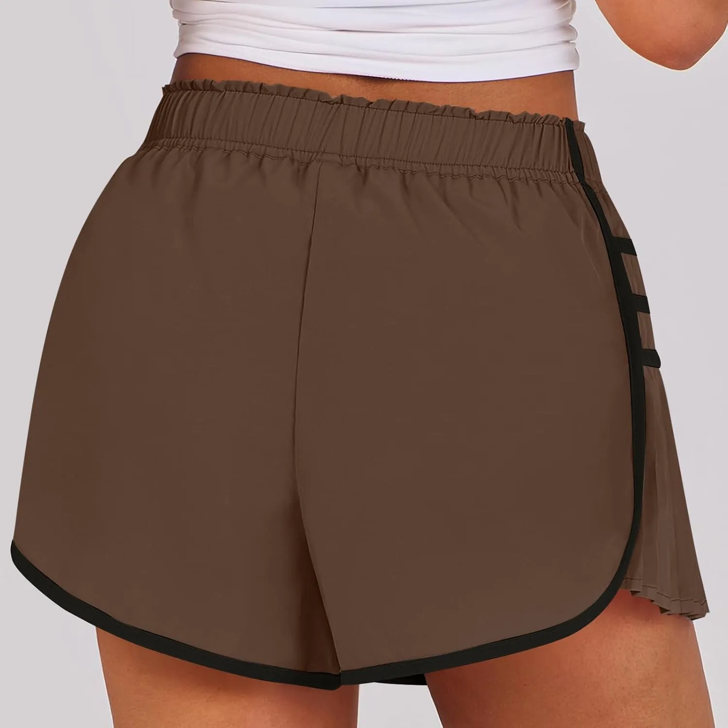 Running Shorts for Women High Waisted Sweat Shorts Quickl Dry Athletic Shorts Flowy Pleated Gym Shorts with Pockets