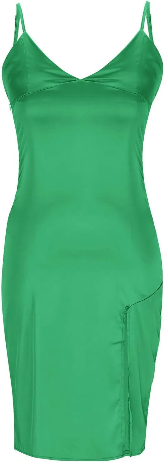 Satin Dresses for Women 2025 Sexy Satin Short Dress Solid Color Party Prom Dress Mini Dresses