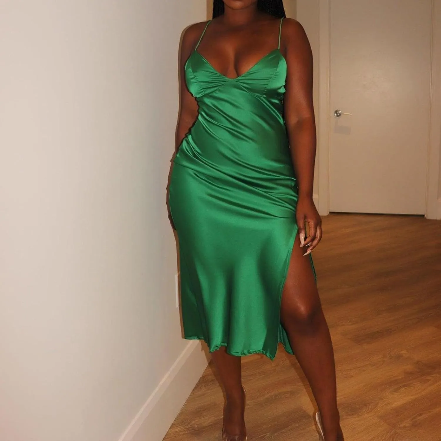 Satin Dresses for Women 2025 Sexy Satin Short Dress Solid Color Party Prom Dress Mini Dresses