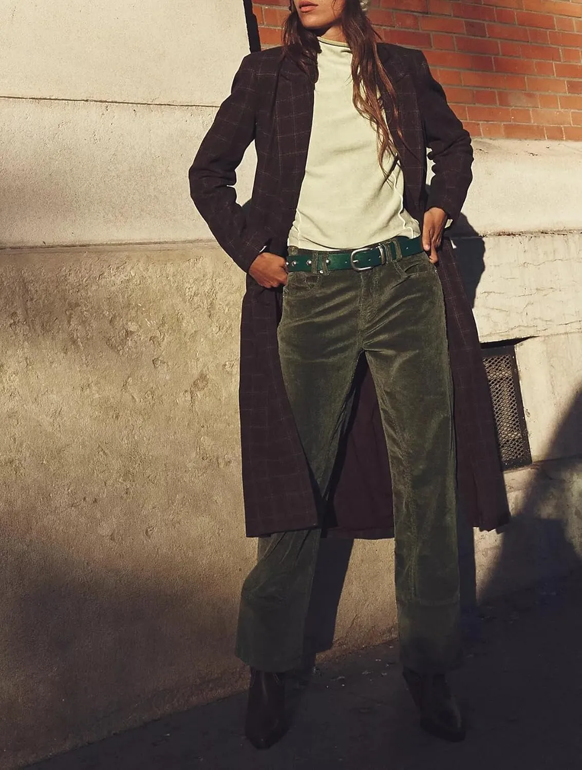 SCOFEEL Corduroy Pants for Women Casual Elastic Waisted Straight Leg Pant Loose Comfy Trousers with Pockets