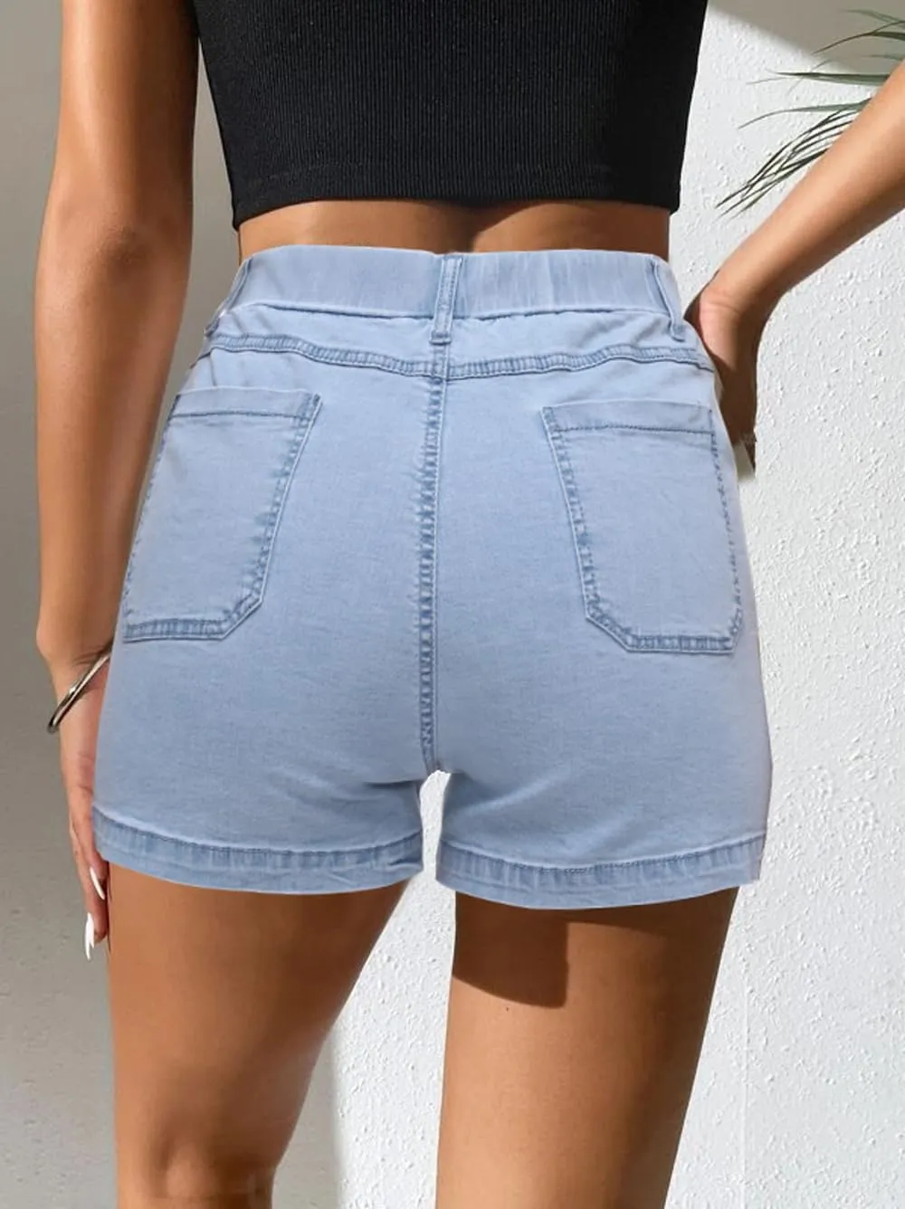 SESERAGI Women's Stretch Twill Shorts High Waisted 3.5 Inch Inseam Elastic Wasit Shorts