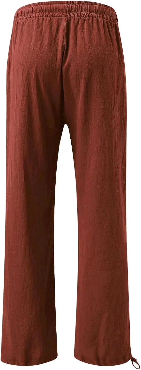 SHAOBGE Linen Pants Women Comfy Flowy Wide Leg Pants Trousers Summer High Waisted Beach Palazzo Pants with Pockets 2024