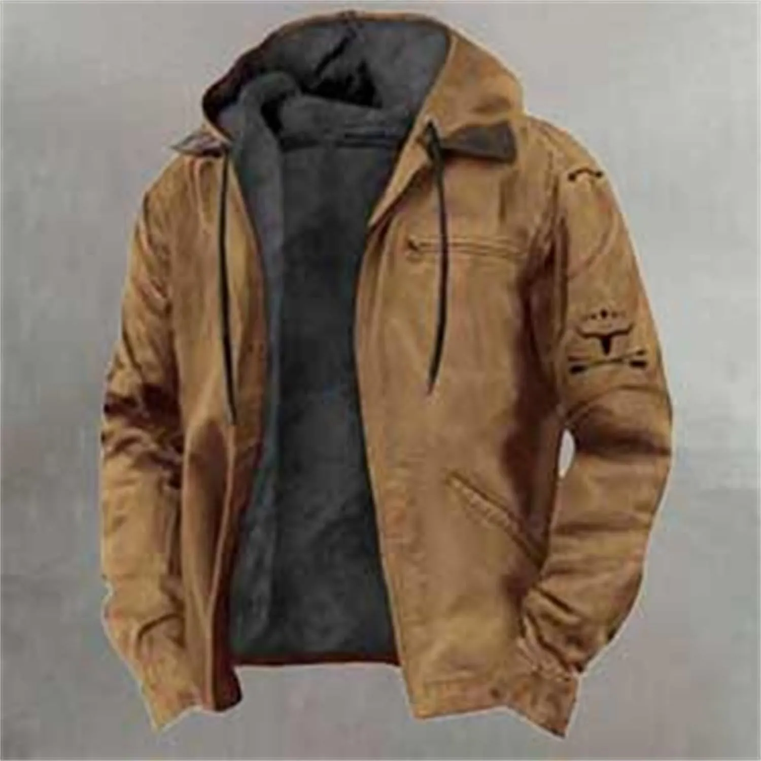 Sherpa Lined Hooded for Men Heavyweight Sweatshirt Thick JacketClassic Lapel Thick Fleece Jackets Winter Warm Coats Mens