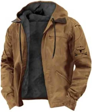 Sherpa Lined Hooded for Men Heavyweight Sweatshirt Thick JacketClassic Lapel Thick Fleece Jackets Winter Warm Coats Mens