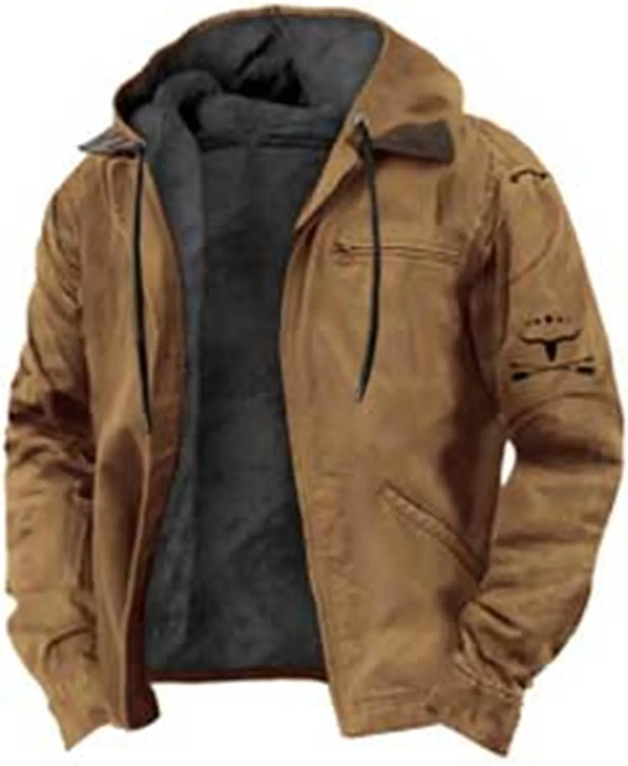 Sherpa Lined Hooded for Men Heavyweight Sweatshirt Thick JacketClassic Lapel Thick Fleece Jackets Winter Warm Coats Mens