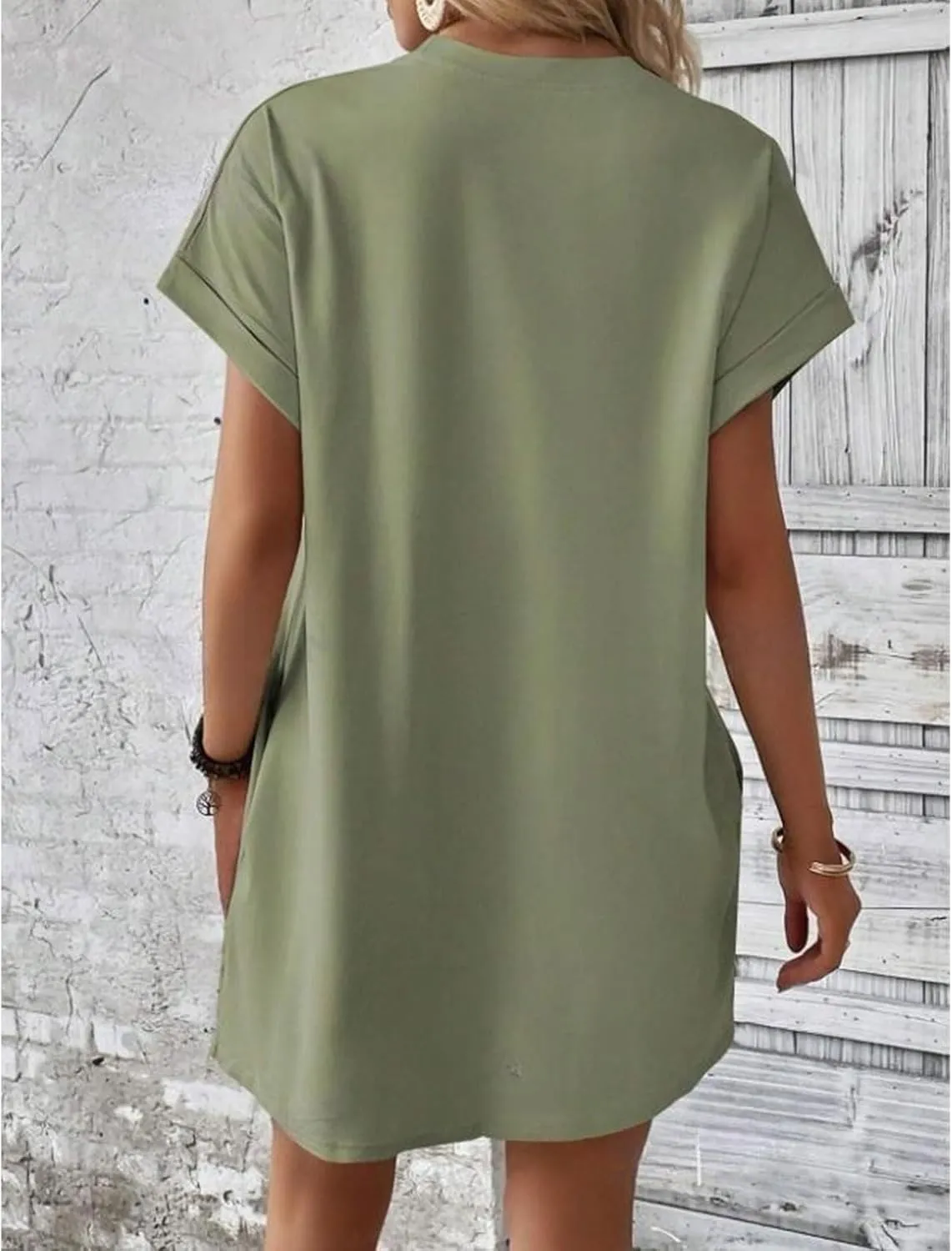 Shirt Dresses for Women Summer Casual Short Sleeve Mini Dress Loose Crew Neck T Shirt Dress Sundresses Swimsuit Coverup