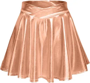 Short Mini Skirts for Women Trendy High Waisted Faux Leather Pleated Solid Ruffle Skirt Black Leather Skirt