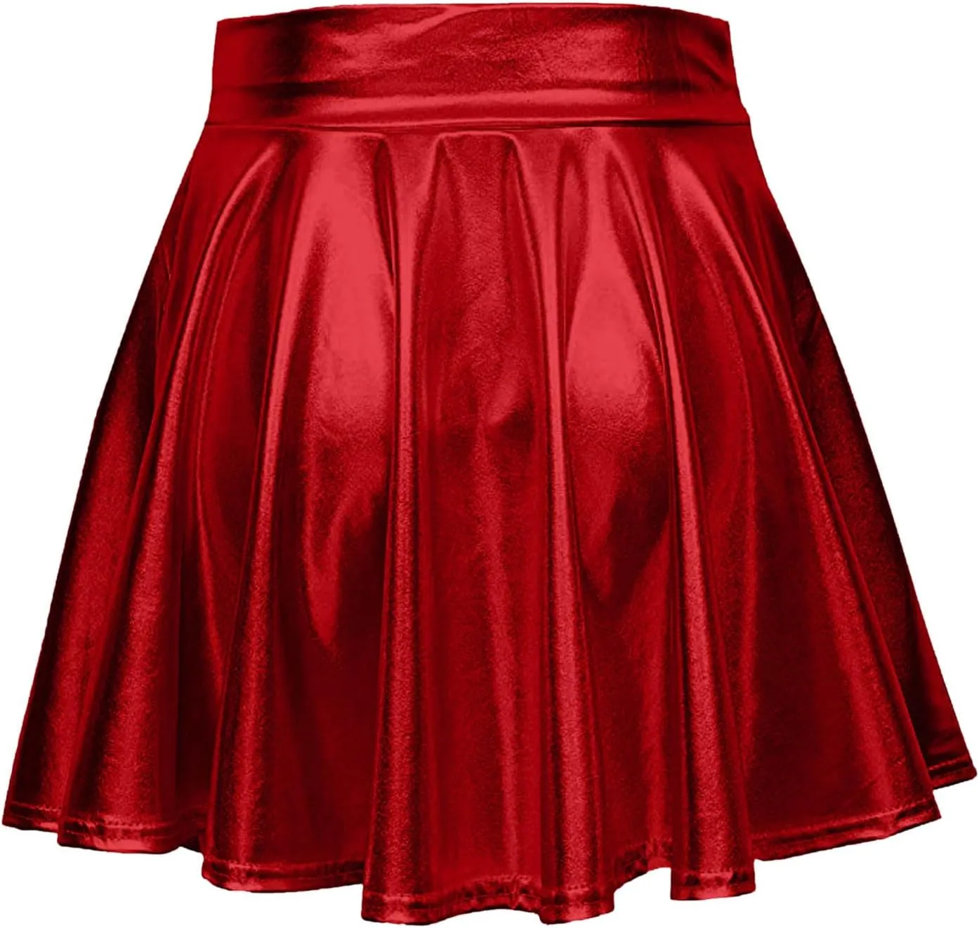 Short Mini Skirts for Women Trendy High Waisted Faux Leather Pleated Solid Ruffle Skirt Black Leather Skirt