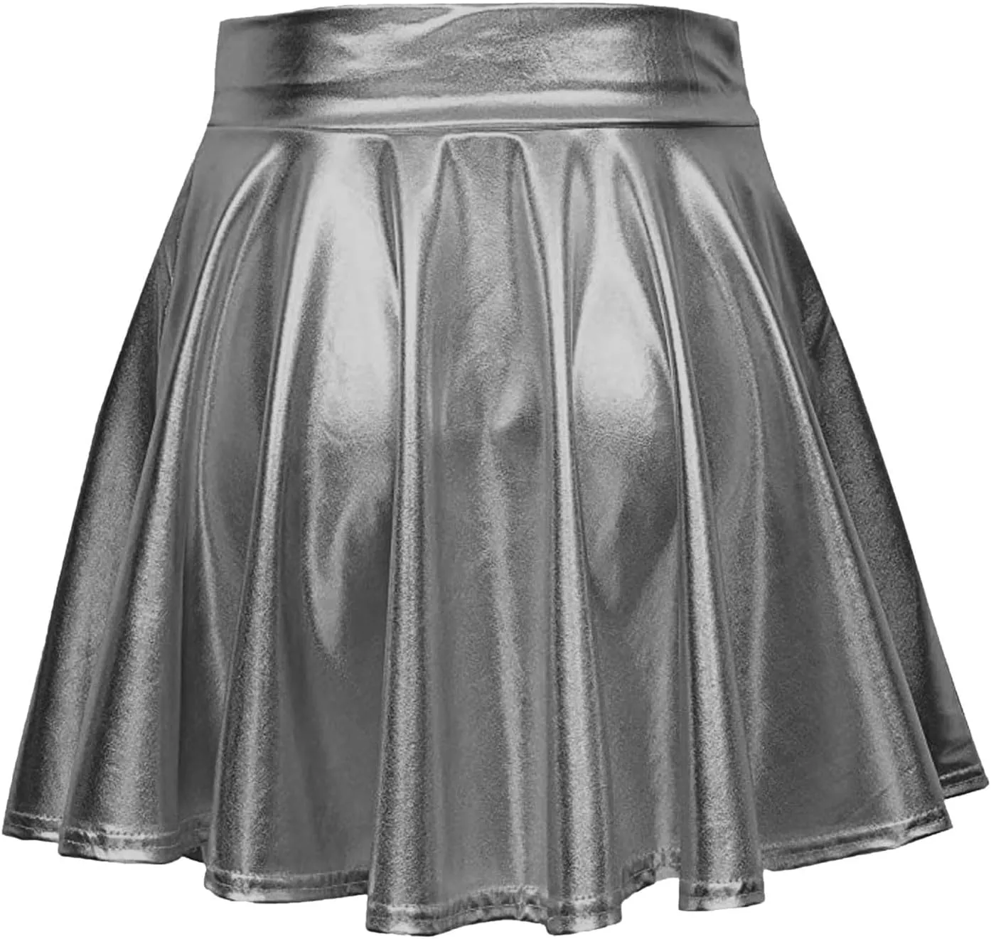 Short Mini Skirts for Women Trendy High Waisted Faux Leather Pleated Solid Ruffle Skirt Black Leather Skirt