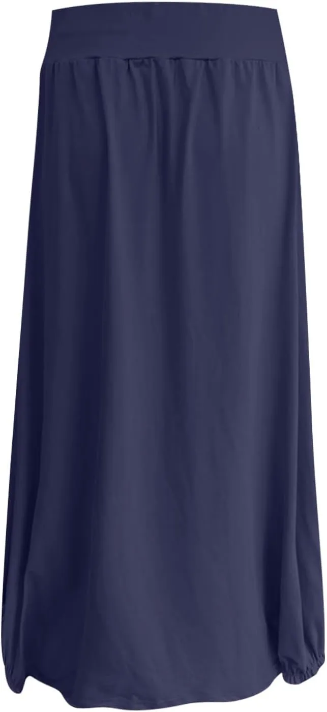 Skirts for Women Summer Boho Maxi Skirt with Pockets Elastic High Waist Casual Bohemian Dresses Spring A Line Dress