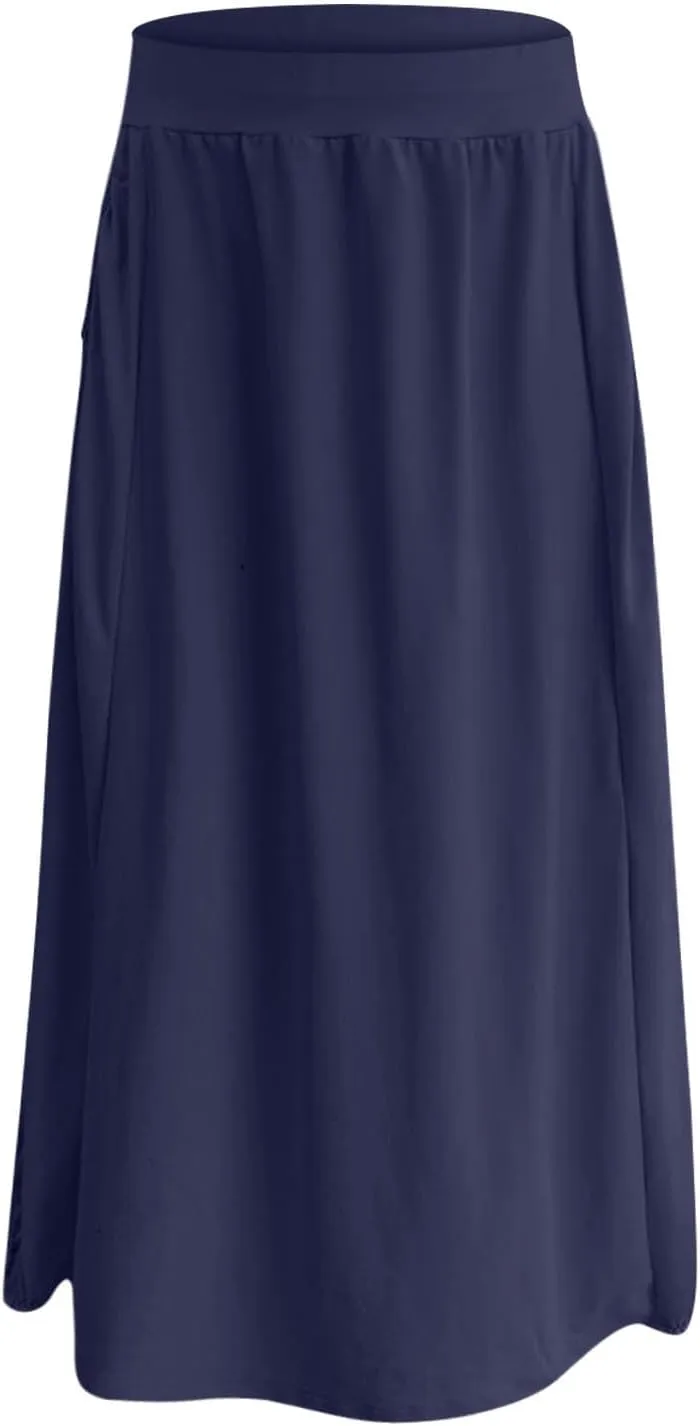 Skirts for Women Summer Boho Maxi Skirt with Pockets Elastic High Waist Casual Bohemian Dresses Spring A Line Dress