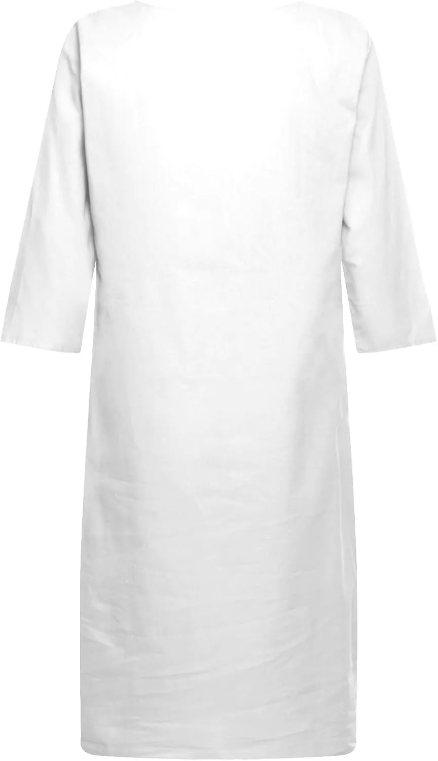 Summer Cotton Linen Short Sleeve Dresses for Women V Neck Spring Skirt Travel Vacation Outfits Church Work Dresses