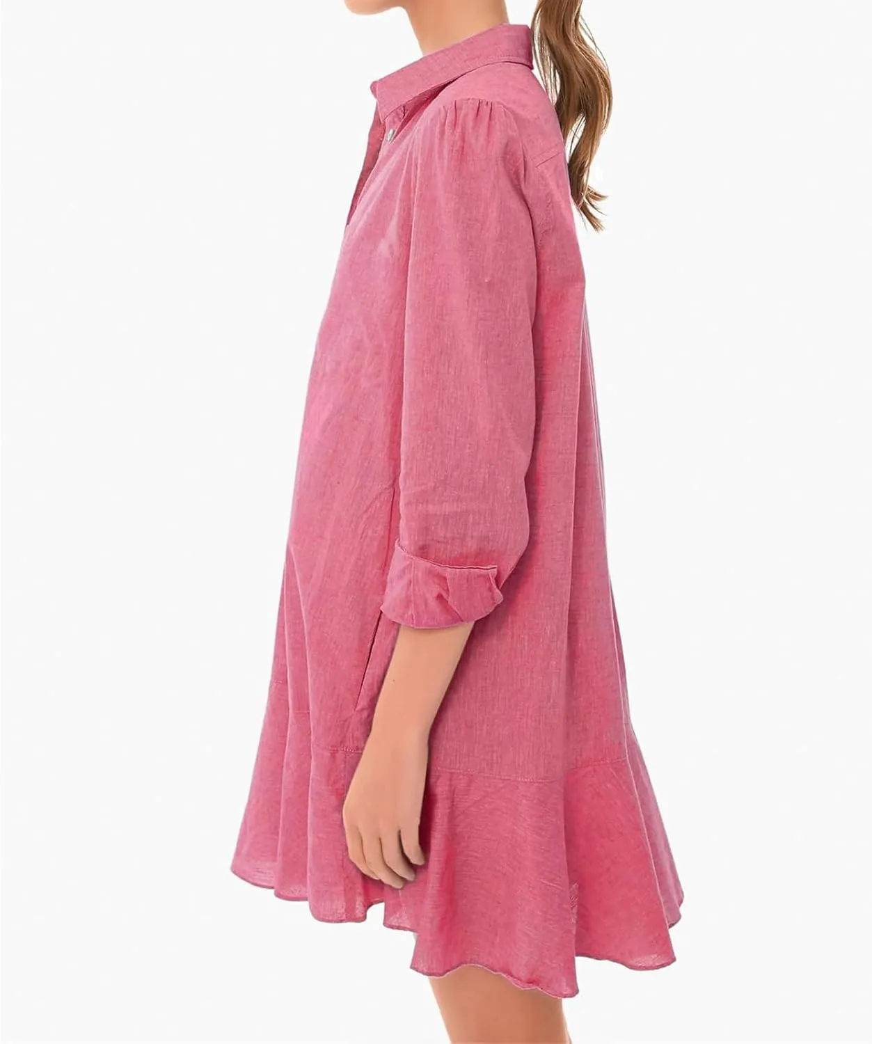 Summer Dresses for Women 2025 Button Down Collared Shirts Dress Loose Fit Business Dresses Ruffle Hem Mini Dress