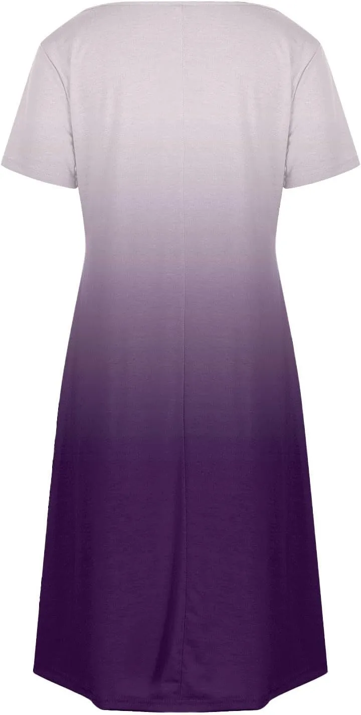 Summer Dresses for Women 2025 V Neck Short Sleeve Spring Dress Casual Loose Fit Sundress