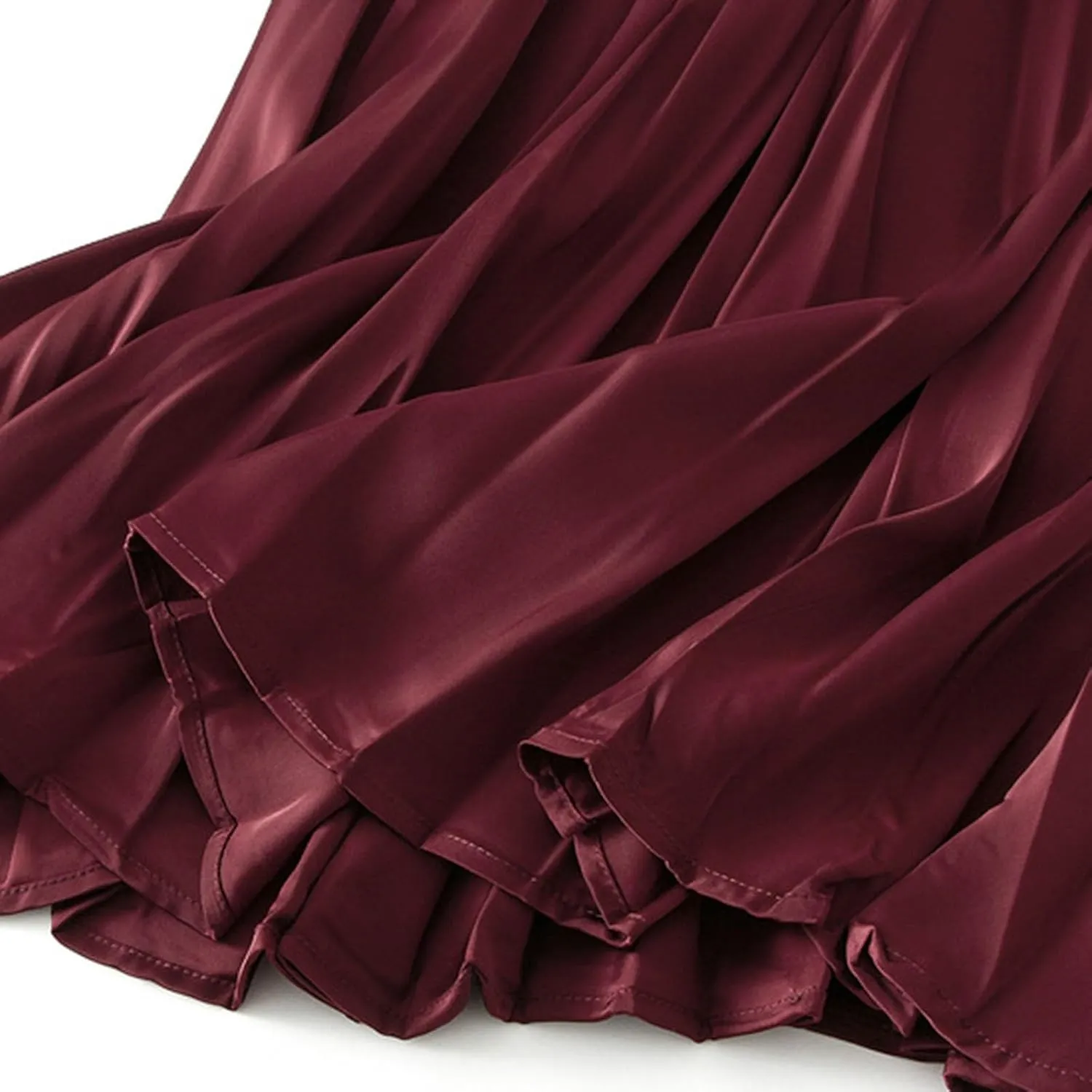 Summer Pleated Midi Skirts for Women Casual High Waisted Solid Color Flowy A Line Swing Long Skirt