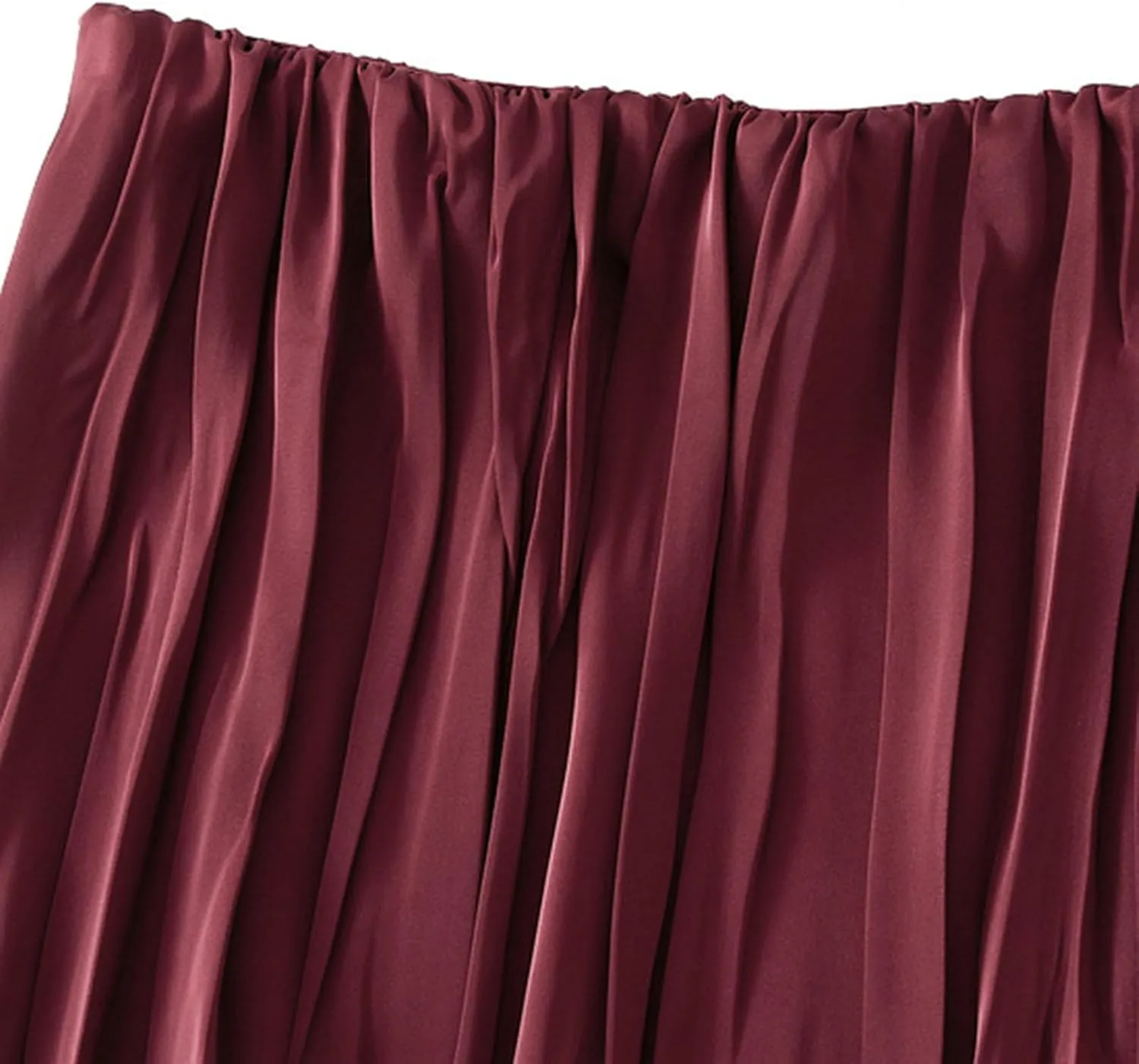 Summer Pleated Midi Skirts for Women Casual High Waisted Solid Color Flowy A Line Swing Long Skirt