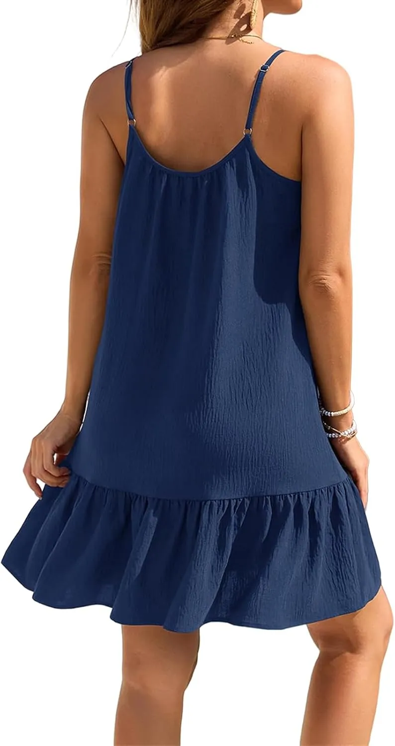 Sundresses for Women A Line Dress Sleeveless Crewneck Mini Dresses Cute Casual Trendy Dressy Dresses Summer 2025