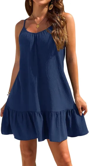 Sundresses for Women A Line Dress Sleeveless Crewneck Mini Dresses Cute Casual Trendy Dressy Dresses Summer 2025