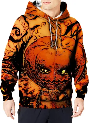 Sweaters For Men Pumpkin Print Hooded Sweatshirt Womens Hoodies Weighted Hoodie Gray Hoodies For Thick Hoodie Gray