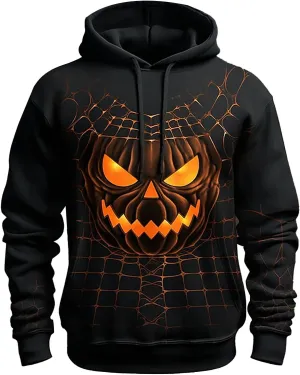 Sweaters For Men Pumpkin Print Hooded Sweatshirt Womens Hoodies Weighted Hoodie Gray Hoodies For Thick Hoodie Gray