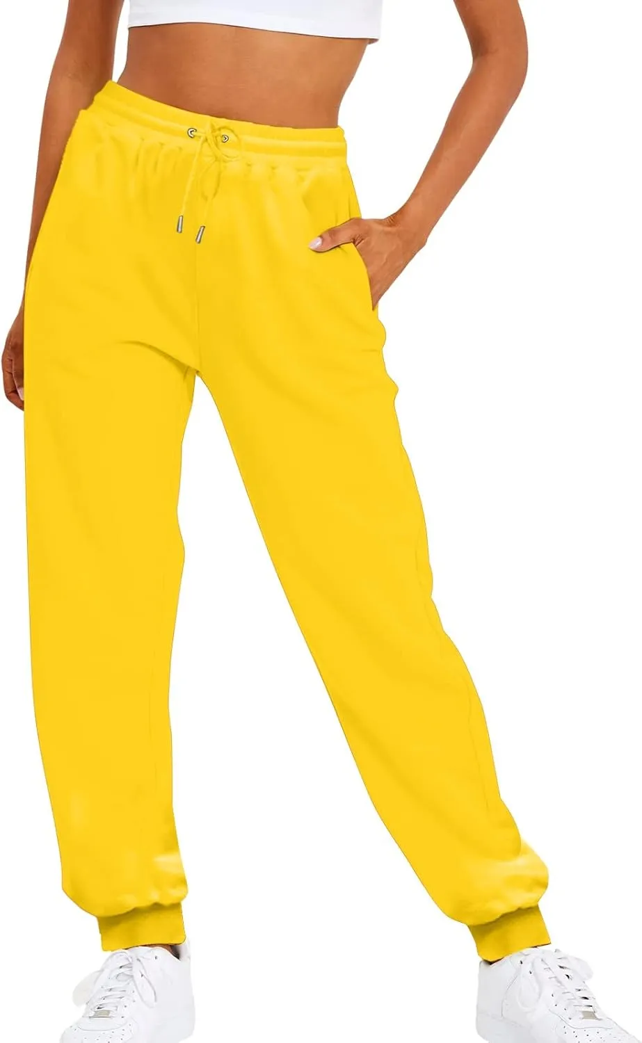 Sweatpants Women Fleece Joggers Drawstring High Waisted Athletic Jogging Pants Cinch Bottom Sweat Pants with Pockets