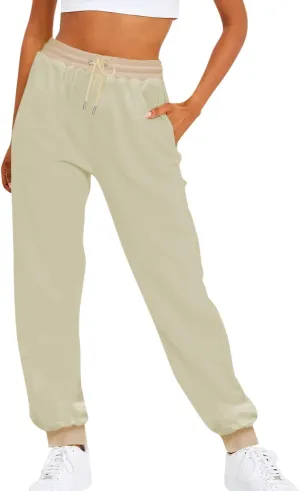 Sweatpants Women Fleece Joggers Drawstring High Waisted Athletic Jogging Pants Cinch Bottom Sweat Pants with Pockets